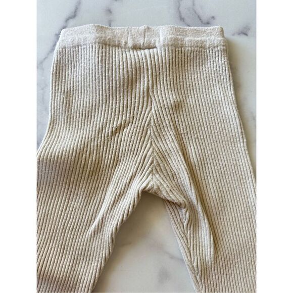 Zara girls toddler 5-6 cream ribbed leggings full length pull on basics cozy com - Picture 6 of 7